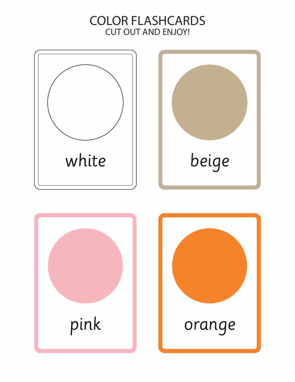 LETTER SIZE Color Flashcards